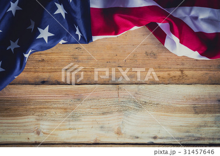 American flag on wood background with copy space. 31457646