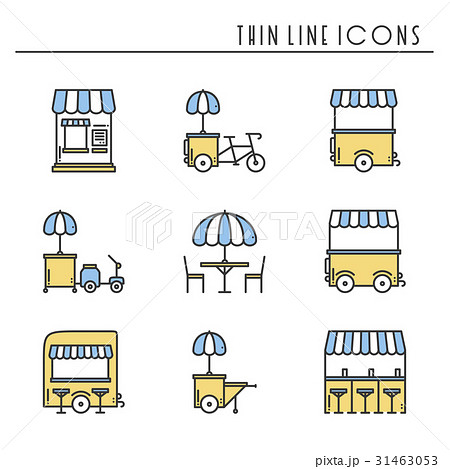 Street food retail thin line icons set. Food truck Street food retail thin line icons set. Food truck 31463053
