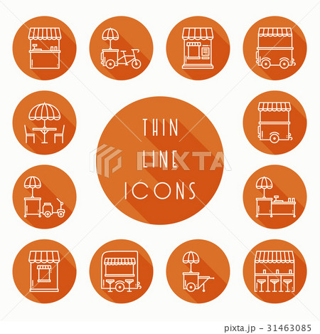 Street food retail thin line icons set. Food truck 31463085