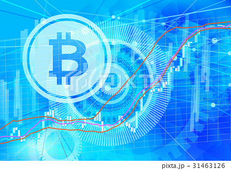 ビットコイン 仮想通貨とチャートのイラスト素材