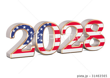 2028 with flag of USA concept, 3D rendering 31463565