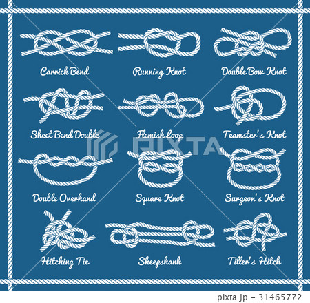 Set of rope knots, hitches, bows, bends 31465772