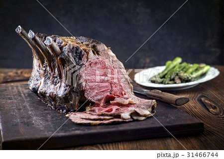 Rib of Beef Cold Cut on old Metal Sheet 31466744
