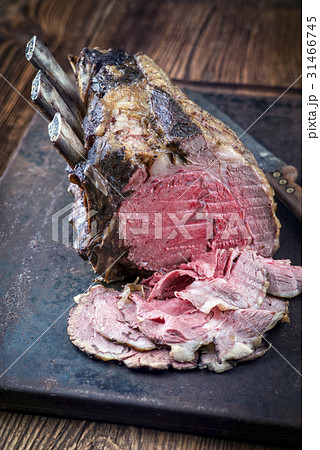 Rib of Beef Cold Cut on old Metal Sheet 31466745