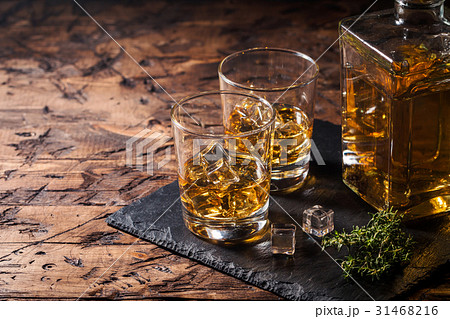 Whiskey with ice in glasses Whiskey with ice in glasses 31468216