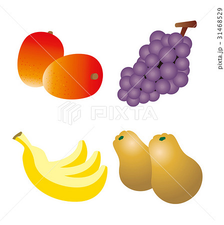 マンゴー、ブドウ、バナナ、パパイアのイラスト マンゴー、ブドウ、バナナ、パパイアのイラスト 31468529
