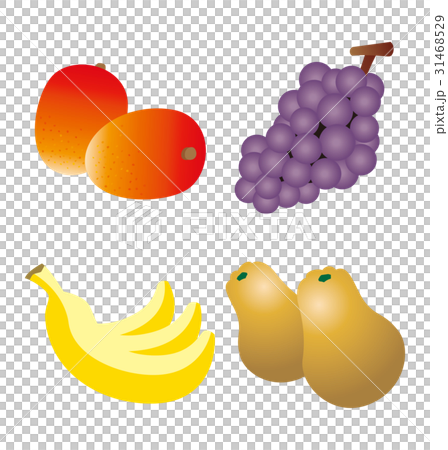 マンゴー、ブドウ、バナナ、パパイアのイラスト マンゴー、ブドウ、バナナ、パパイアのイラスト 31468529