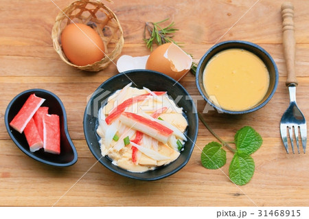 Steamed eggs with crab sticks 31468915