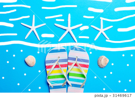 sandals, seashells and starfishes sandals, seashells and starfishes 31469617