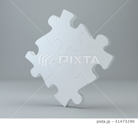 Studio 3d rendering of puzzles on a gray 31473290