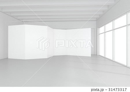 Blank exhibition stand on floor in white room. 3d 31473317