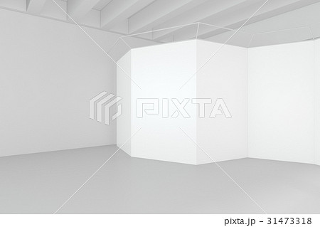 Blank exhibition stand on floor in white room. 3d 31473318