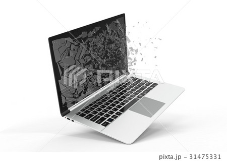 Computer or laptop with broken screen isolated on 31475331