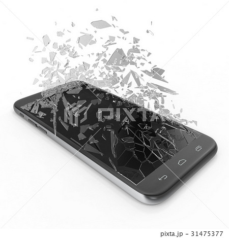 Phone with broken screen isolated on white 31475377