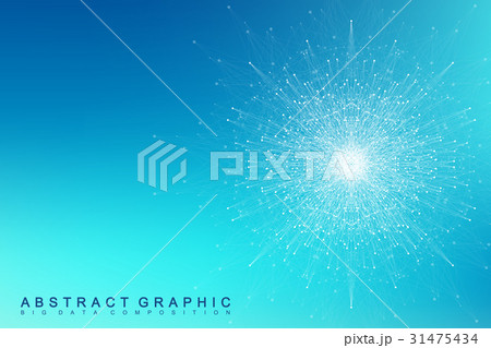 Fractal element with connected lines and dots. Big 31475434