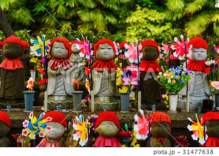 Jizo monuments at Zojoji Temple, Tokyo 31477638