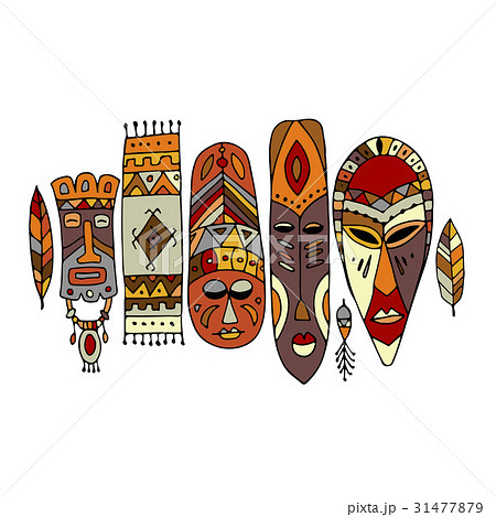 Tribal mask ethnic set, sketch for your design 31477879