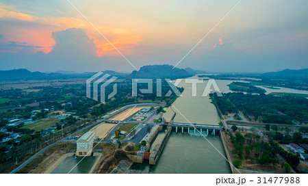 sunset at Mae Klong Dam. sunset at Mae Klong Dam. 31477988