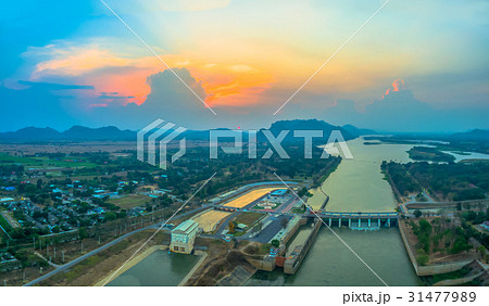 sunset at Mae Klong Dam. sunset at Mae Klong Dam. 31477989