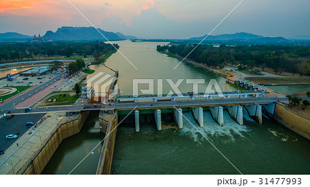 sunset at Mae Klong Dam. sunset at Mae Klong Dam. 31477993
