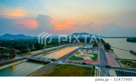 sunset at Mae Klong Dam. sunset at Mae Klong Dam. 31477995