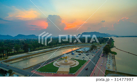sunset at Mae Klong Dam. sunset at Mae Klong Dam. 31477997