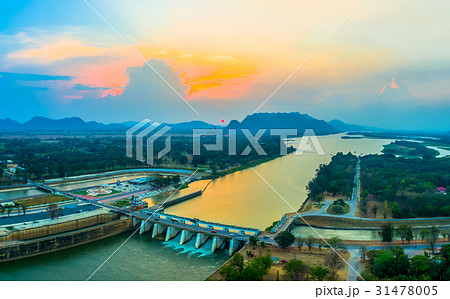 sunset at Mae Klong Dam. sunset at Mae Klong Dam. 31478005