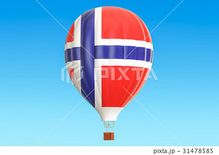Hot air balloon with Norwegian flag, 3D rendering Hot air balloon with Norwegian flag, 3D rendering 31478585