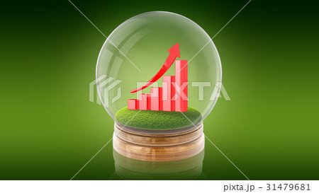 Transparent sphere ball with rising graph inside 31479681