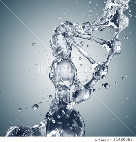 3d illustration of DNA molecule model from water. 31480069