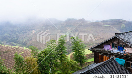 houses in Tiantouzhai village and terraced hills 31481554