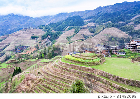 view of terraced gardens in Dazhai country 31482098