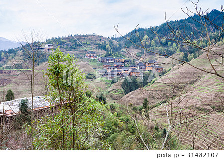 view of Dazhai village from green hills 31482107