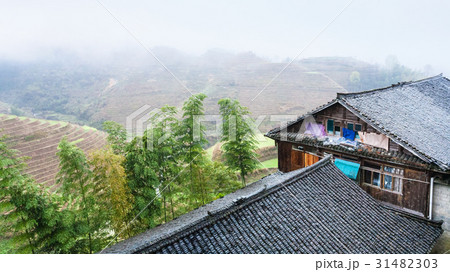 houses in Tiantouzhai village and terraced fields houses in Tiantouzhai village and terraced fields 31482303