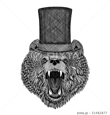 Brown bear Russian bear wearing cylinder top hat 31482877