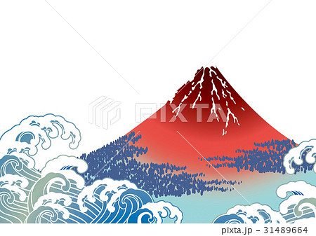日本画  富士山  白 31489664