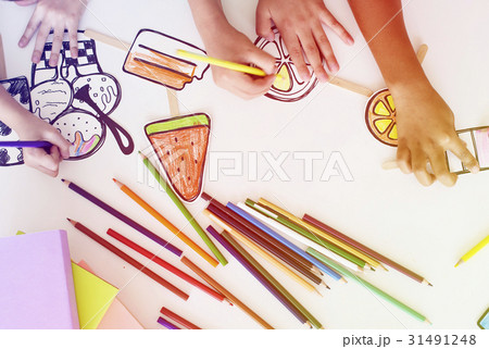 Children participating in drawing class Children participating in drawing class 31491248