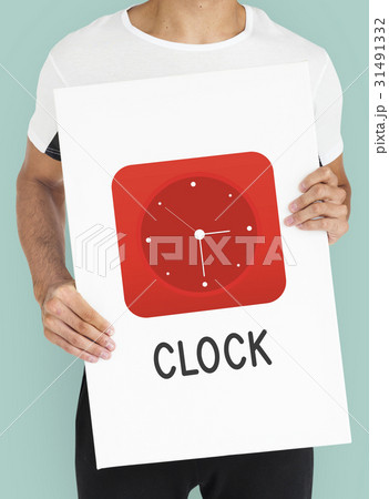 Time red analog alarm clock icon 31491332