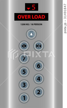 Red sign overload alert in elevator 31491647