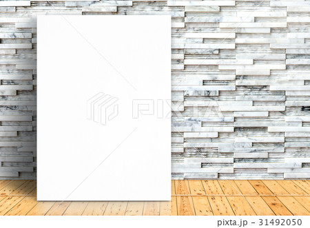 Blank poster on plank wooden floor and pattern 31492050