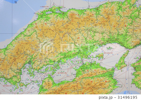 中国四国地方の日本地図の写真素材 31496195 Pixta