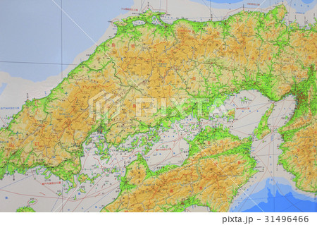 中国四国地方の日本地図の写真素材