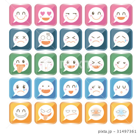ふきだし絵文字セット角型のイラスト素材