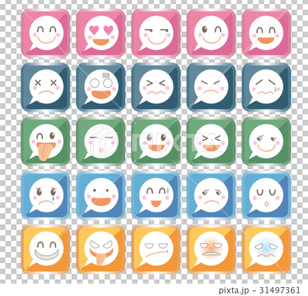 無語表情符號設置方形-插圖素材 [31497361] - PIXTA圖庫