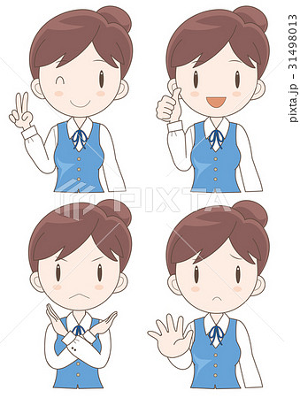 受付 女性 表情ポーズセットH 受付 女性 表情ポーズセットH 31498013