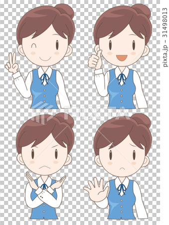 受付 女性 表情ポーズセットH 受付 女性 表情ポーズセットH 31498013