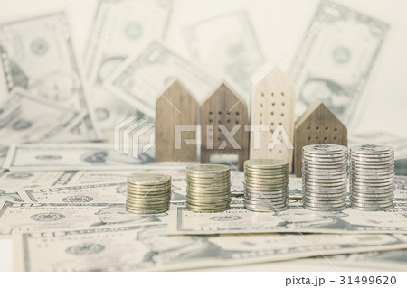 coins, home model with banknotes dollar coins, home model with banknotes dollar 31499620