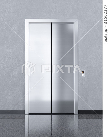 Closed chrome metal office building elevator Closed chrome metal office building elevator 31502377