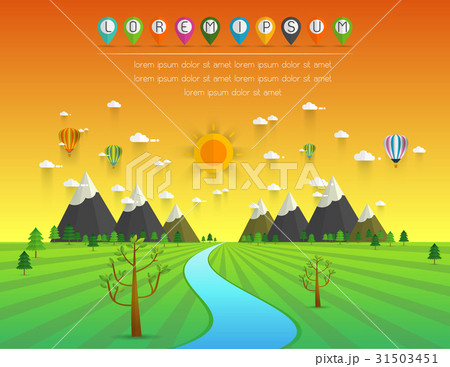 river flowing through mountains, hills and fields river flowing through mountains, hills and fields 31503451