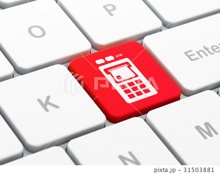 Banking concept: ATM Machine on computer keyboard Banking concept: ATM Machine on computer keyboard 31503881